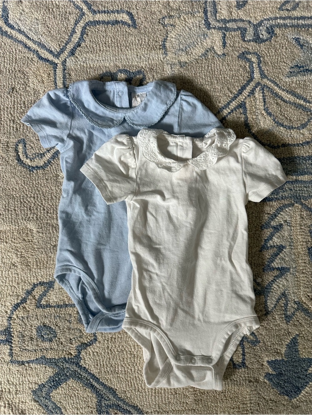H&M Baby One-Piece Bodysuits in Light Blue & White